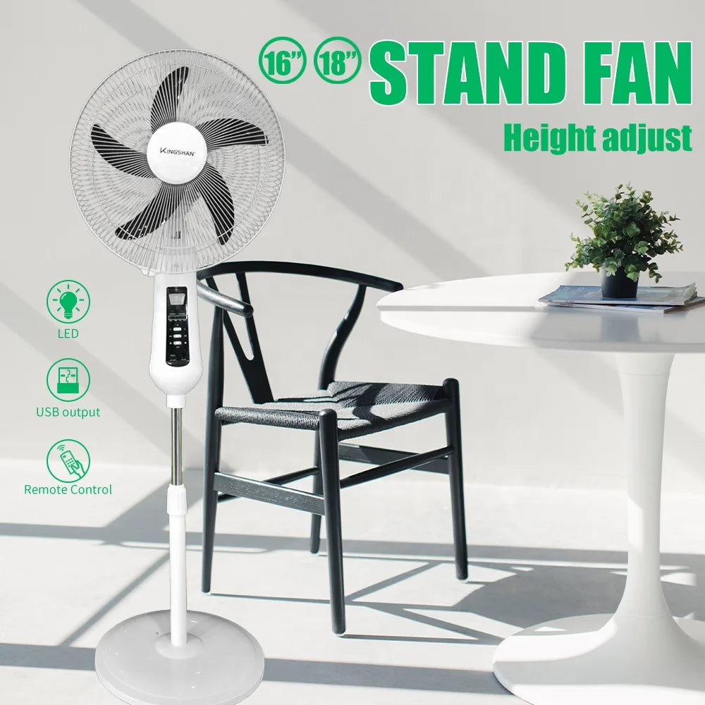 Multifunctional Luxury Home Modern 16 18 Inch Solar Fan Rechargeable Battery Ac Dc Stand Fan High Quality Low Price