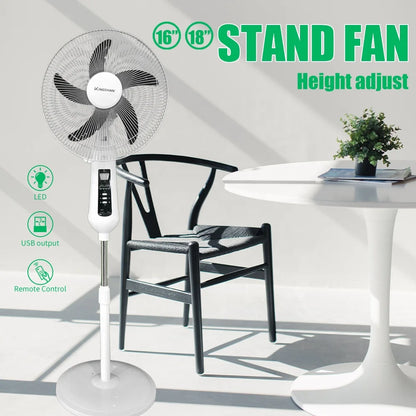 Multifunctional Luxury Home Modern 16 18 Inch Solar Fan Rechargeable Battery Ac Dc Stand Fan High Quality Low Price