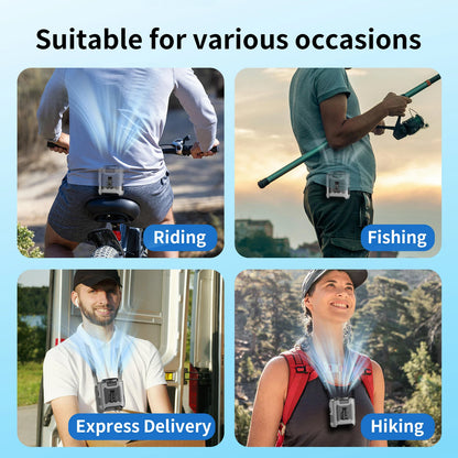 Portable Waist Fan Hanging Neck Fan 5 Speed Strong Wind with LED Lighting for Sports Courier Outdoor Working 10000/20000mAh