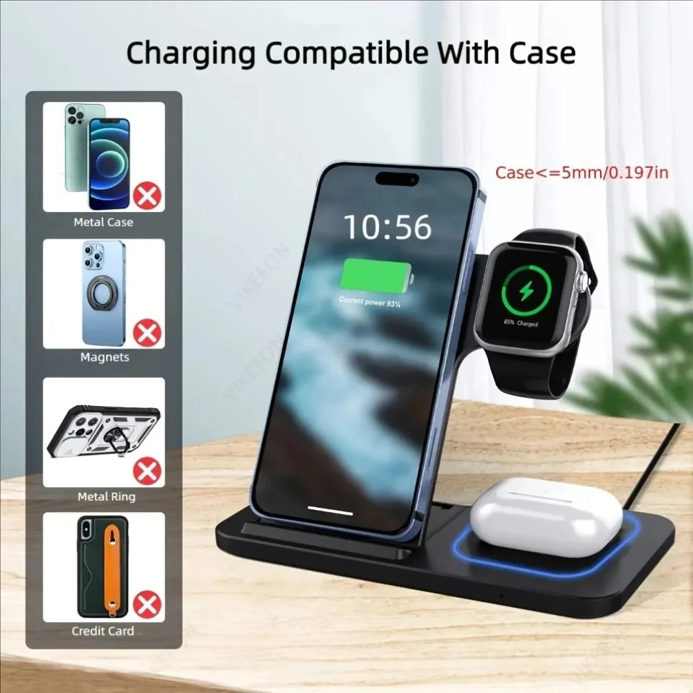 Foldable 3‑in‑1 Wireless Charging Station