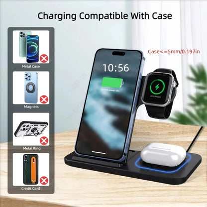 Foldable 3‑in‑1 Wireless Charging Station