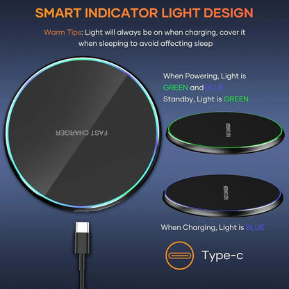 Mini LED Wireless Charger Pad for iPhone & Samsung