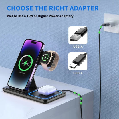 Foldable 3‑in‑1 Wireless Charging Station