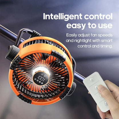 KINSCOTER 6 in 1 Camping Fan 20000mAh Rechargeable Battery Portable Outdoor Fan 4 Speed Air Circulators with Hook and LED Light