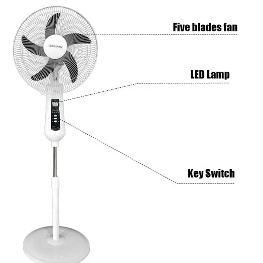 Multifunctional Luxury Home Modern 16 18 Inch Solar Fan Rechargeable Battery Ac Dc Stand Fan High Quality Low Price