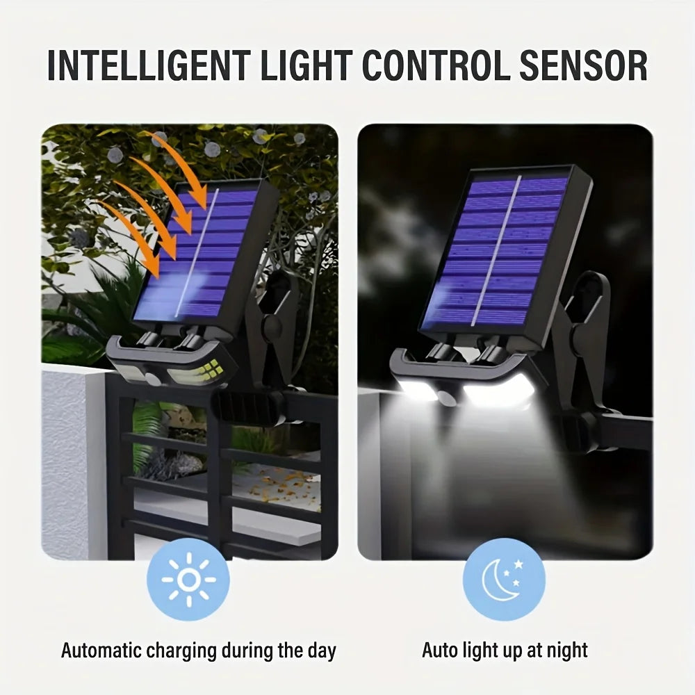 Smart Outdoor Solar Clip Light with Motion Sensor Induction, Adjustable Angle and Power Mode Display