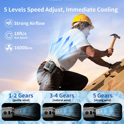 Portable Waist Fan Hanging Neck Fan 5 Speed Strong Wind with LED Lighting for Sports Courier Outdoor Working 10000/20000mAh