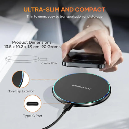 Mini LED Wireless Charger Pad for iPhone & Samsung