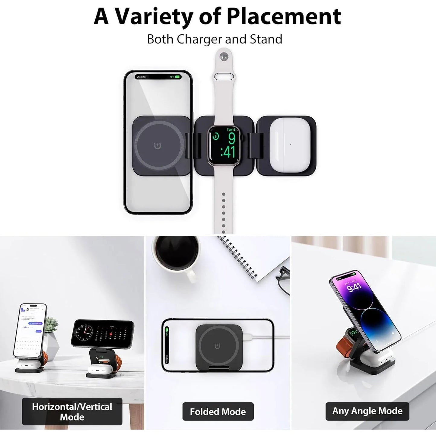 Magnetic Foldable 3 in 1 Charger for iPhone