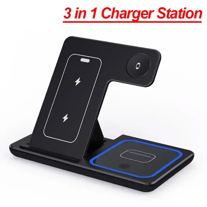 Foldable 3‑in‑1 Wireless Charging Station